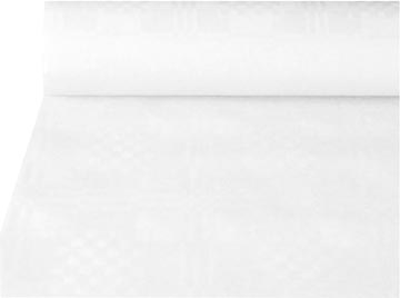 Tafelkleed uit papier met damaskprint 1,2x50m Wit