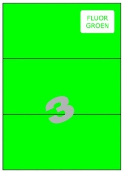Etiketten 03 etik/blad 210x99mm 600bl/d fluo groen