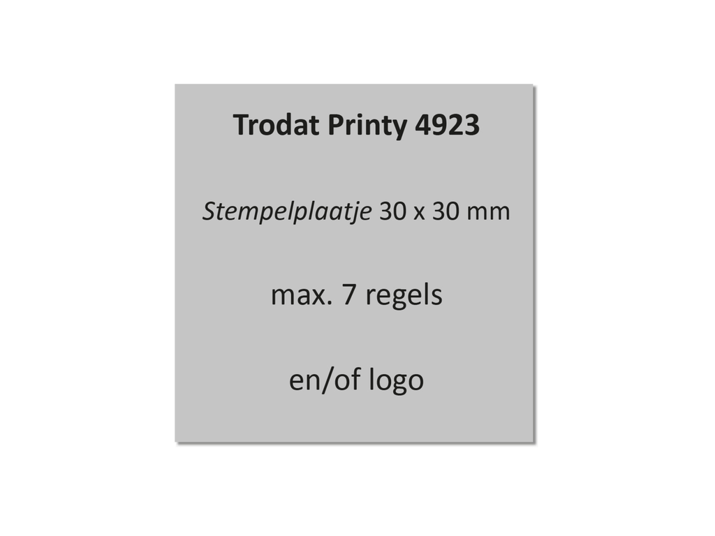 Tekstplaatje voor Trodat Printy 4923 met inktkussen