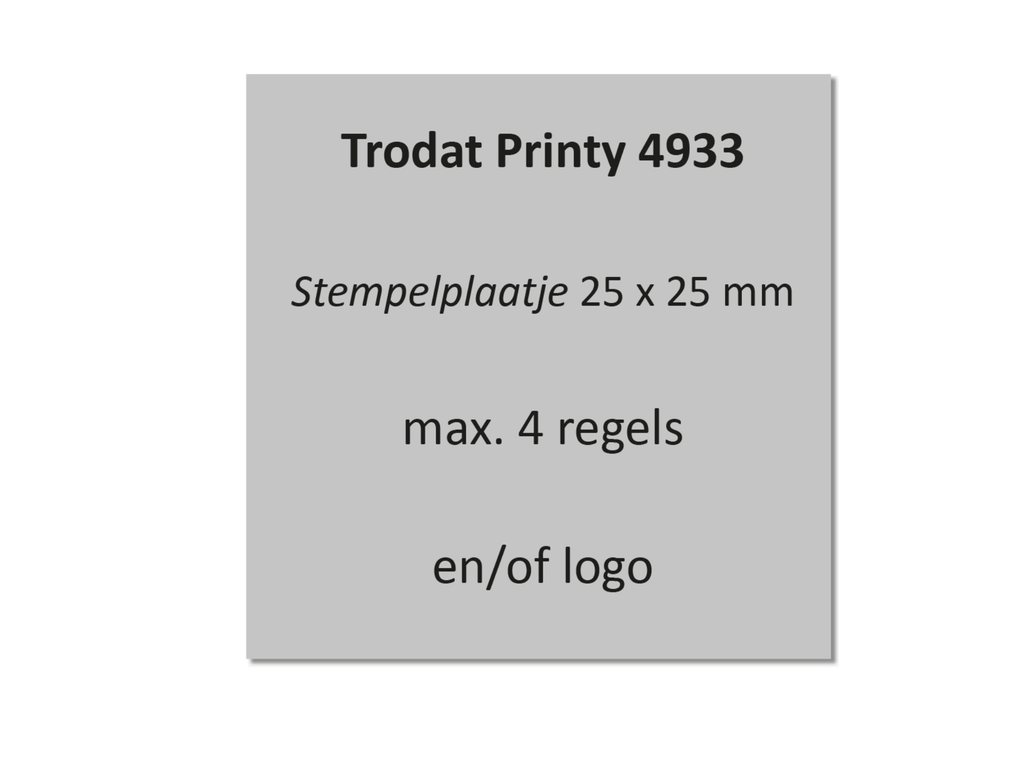 Tekstplaatje voor Trodat Printy 4933 met inktkussen