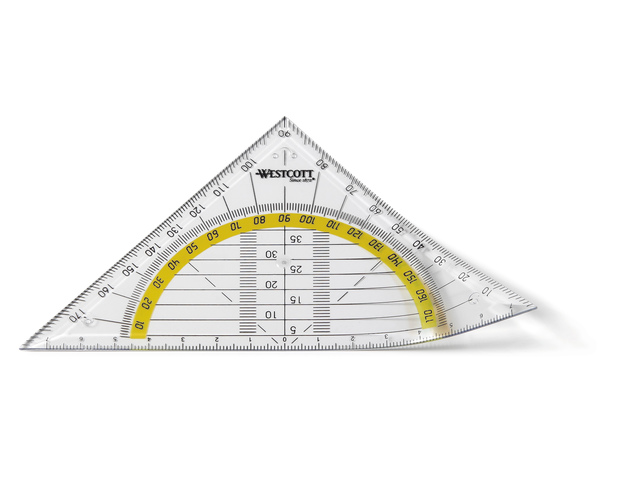 Geodriehoek Westcott 14cm flexibel op kaart