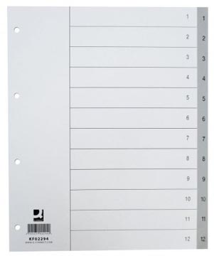 Numerieke Tabbladen met Indexblad Q-Connect A4 PP 1-12 Grijs