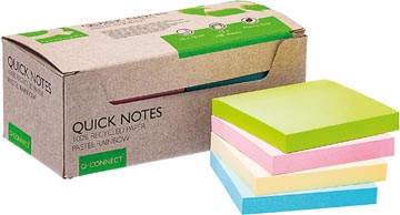 Quick Notes Recycled pastel Q-Connect 76x76mm 100vel assorti (12)