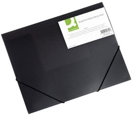Elastomap Q-Connect PP met 3 kleppen A4 transparant zwart
