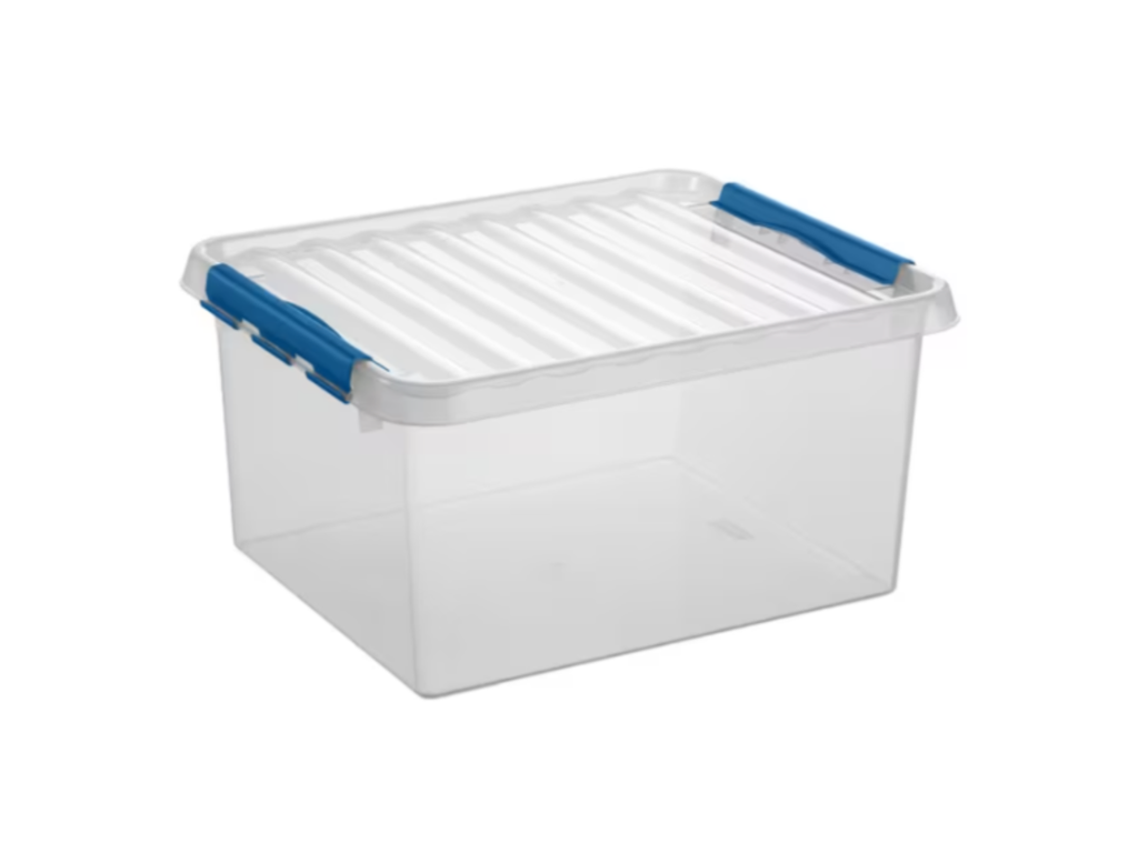 Opbergbox Sunware Q-line 36L transparant/blauw