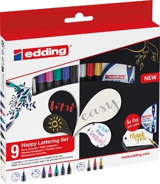 Edding happy lettering brushpen 9 st