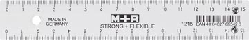 Meetlat M+R Strong & Flexibel 30cm met schaalverdeling voor rechts- en linkshandigen transparant
