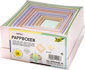Dozen voor decoratie Folia karton vierkant ≠ maten pastel assorti (12)