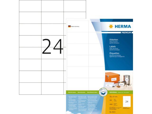 Etiket Herma 24 etik/bl A4 70x37mm wit (200) 