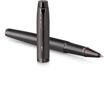 Gelroller Parker IM Monochrome Titanium zwarte inkt fijne punt in giftbox antraciet