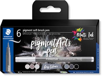 Brushpen Staedtler Pigment Arts soft grijstinten assorti (6)