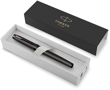 Vulpen Parker IM Monochrome Titanium blauwe inkt medium punt in giftbox antraciet