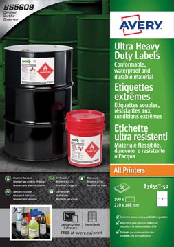 Etiketten Avery Ultra Heavy Duty 210x148mm wit (100)