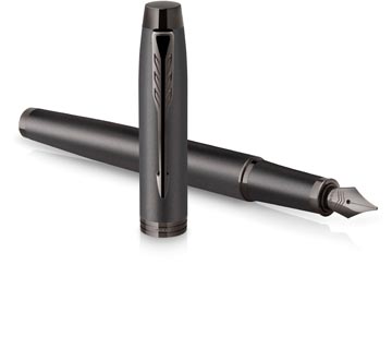 Vulpen Parker IM Monochrome Titanium blauwe inkt fijne punt in giftbox antraciet