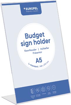 Folderhouder tafel Europel Budget A5 L-voet transparant