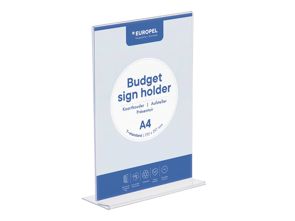 Folderhouder tafel Europel Budget A4 T-voet transparant