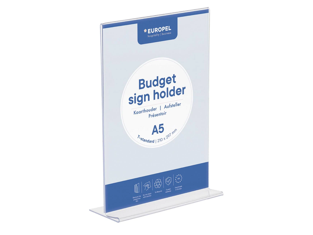 Folderhouder tafel Europel Budget A5 T-voet transparant