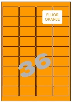 Etiket 36 etik/blad 48,3x29,7mm fluo oranje (200)