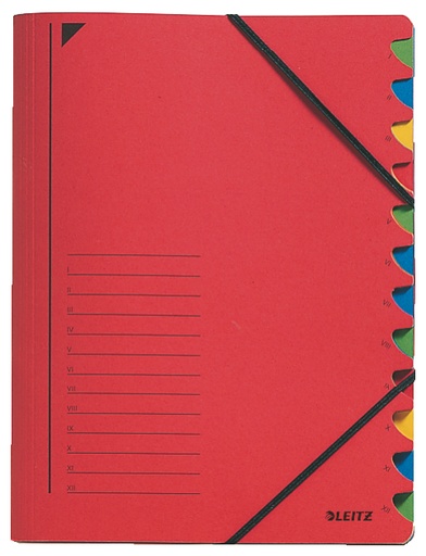 [ESS-39120025] Sorteermap Leitz karton A4 12-vaks (rood)