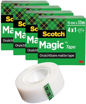 Tape Scotch Magic Tape 19mmx33m onzichtbaar mat (4)