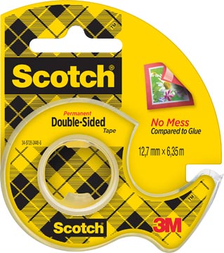 Dubbelzijdige tape Scotch 12,7mmx6,3m transparant inclusief dispenser