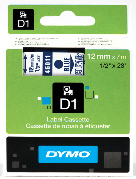 [DYM-S0720510] Dymo D1 tape 12mmx7m (blauw/transparant)
