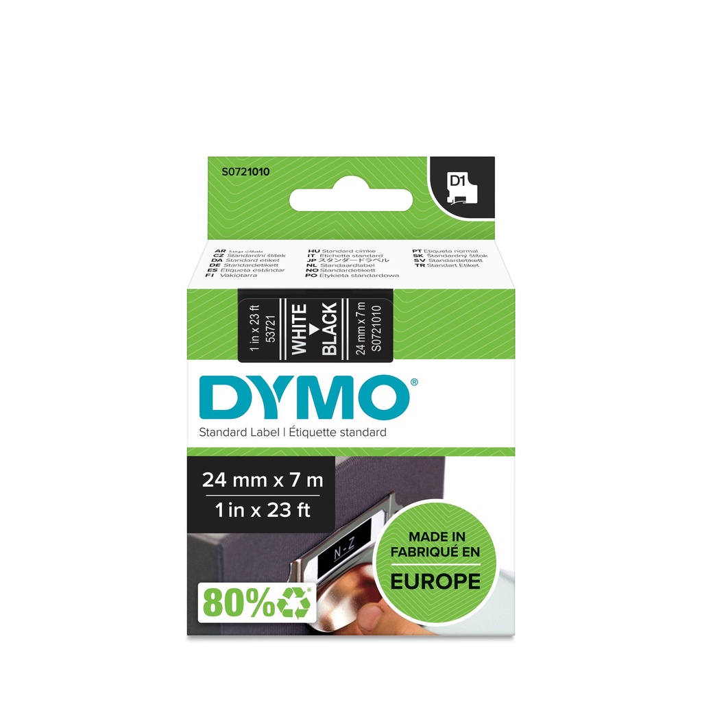 [DYM-S0721010] Dymo D1 tape 24mmx7m (wit/zwart)