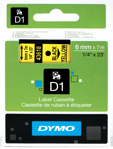 [DYM-S0720790] Dymo D1 tape 6mmx7m (zwart/geel)