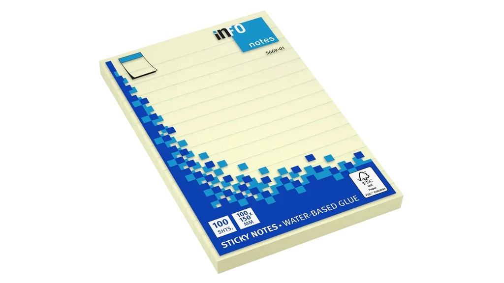 Memoblok Info Notes 100 x 150 mm geel 100 vellen