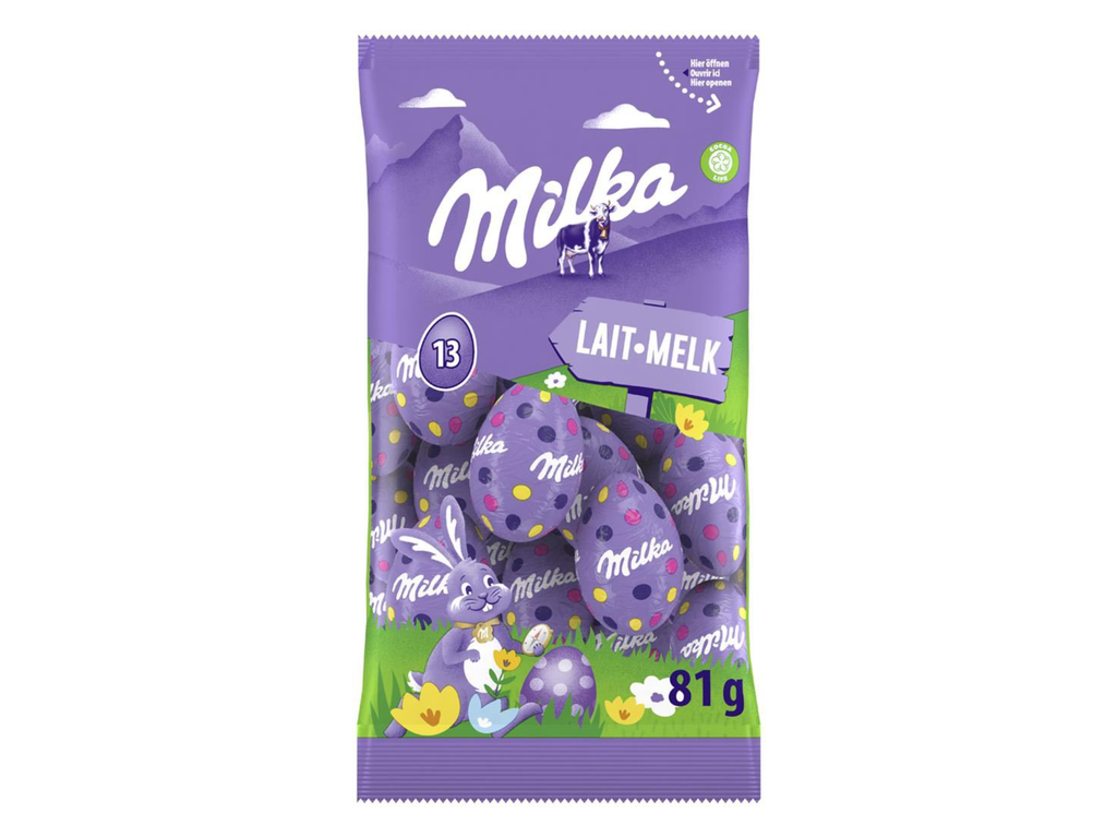 Paaseitjes Milka melkchocolade zakje 81g