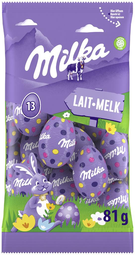 Paaseitjes Milka melkchocolade zakje 81g