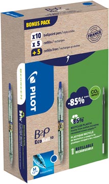 [TIM-B2PE10B] Balpen Pilot Ecoball B2P BeGreen Medium 10 balpennen + 10 vullingen (blauw)