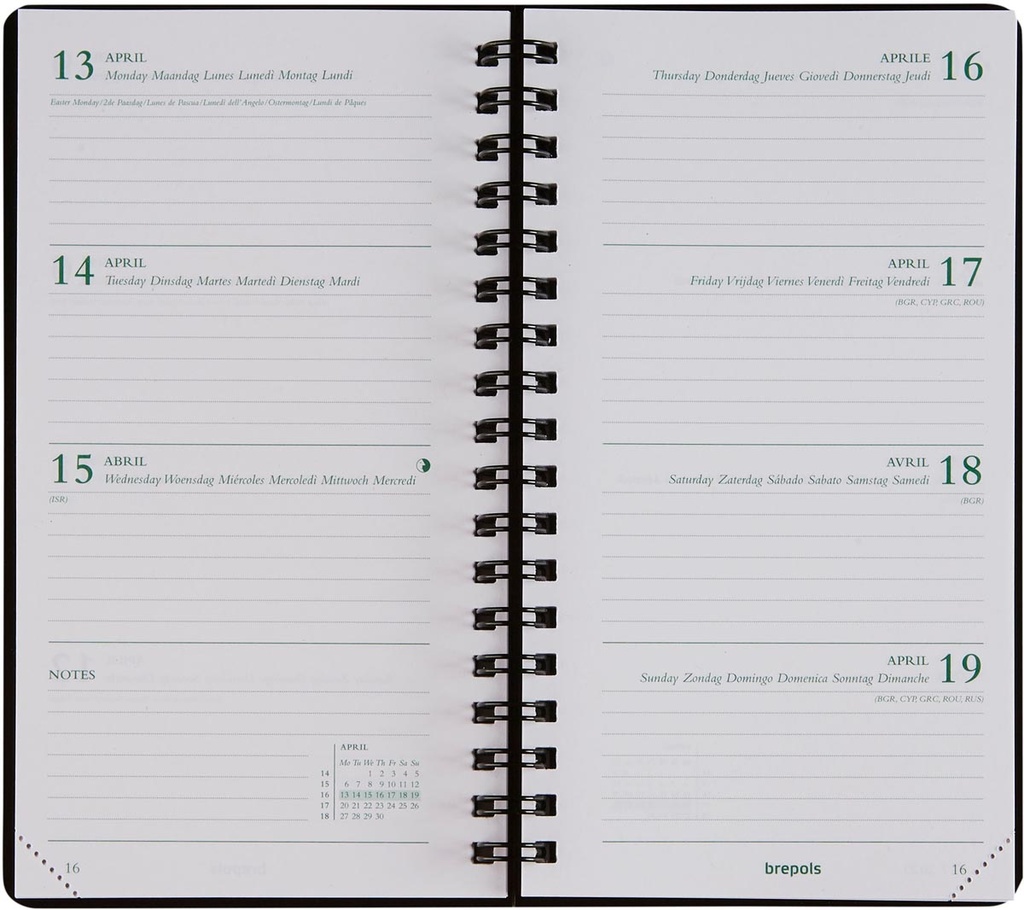 Agenda Brepols Ecorama Kazar 90x160mm zestalig blauw 2025 1 week/2 pagina's spiraalgebonden