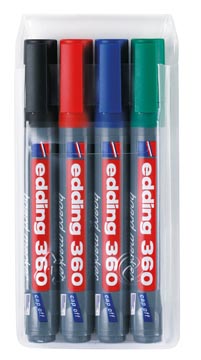 Whiteboardmarker Edding 360 etui van 4 stuks assorti