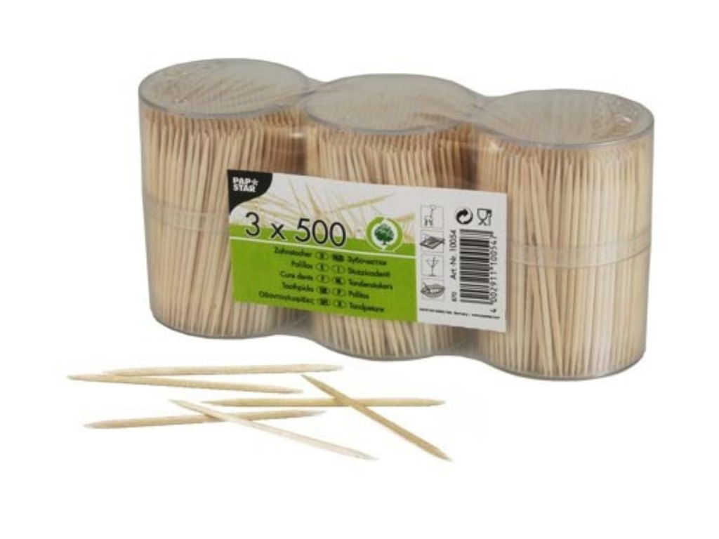 Tandenstoker Papstar 6,7cm 500 per koker (3)