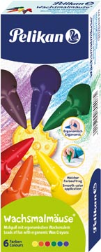 Waskrijt in muisvorm ergonomisch Pelikan assorti (6)