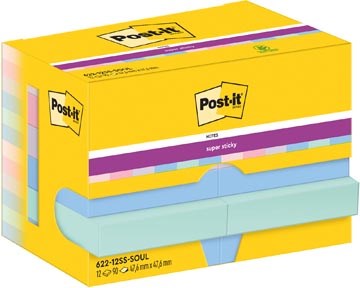 Memoblok Post-It Super Sticky Notes Soulful 47,6x47,6mm 90vel assorti (12)