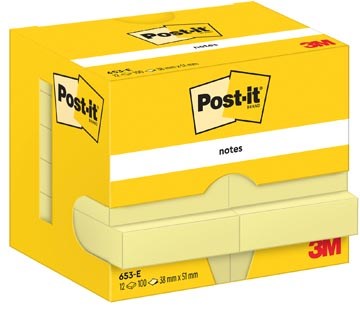 Memoblok Post-It Notes 38x51mm 100vel geel (653M) (12)