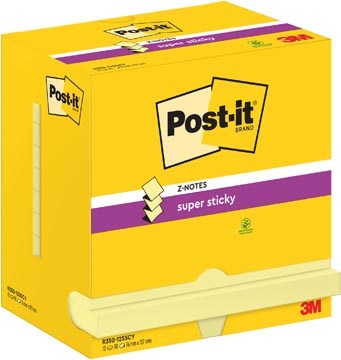 Memoblok Post-It Super Sticky Z-Notes 76x127mm 90vel geel (12)