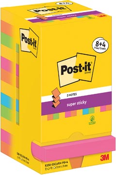 Z-Notes Post-It Super Sticky Carnival 76x76mm 90vel assorti 8+4gratis (12)