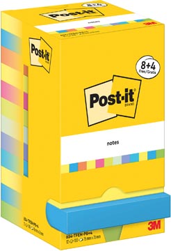 Memoblok Post-It Notes Energetic 76x76mm 100vel assorti 8+4gratis (12)