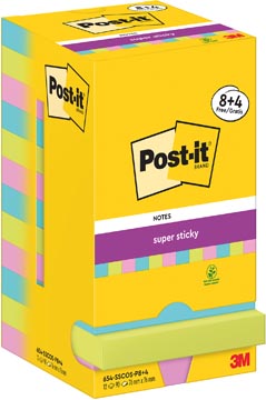 Memoblok Post-It Super Sticky Notes Cosmic 76x76mm 90vel assorti 8+4gratis (12)