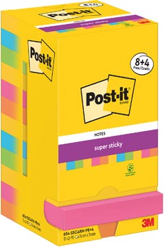 Memoblok Post-It Super Sticky Notes Carnival 76x76mm 90vel assorti 8+4gratis (12)