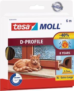 Tochtstrip Tesa Moll Classic D-profiel 6m zelfklevend bruin