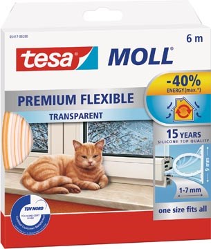 Tochtstrip Tesa Moll Premium Flexible 6m zelfklevend transparant