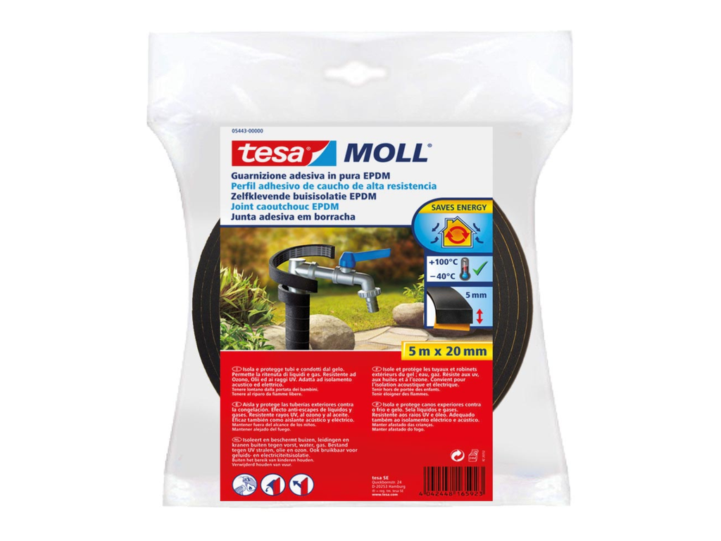 Buisisolatie EPDM Tesa Moll 5mx20mm zelfklevend zwart