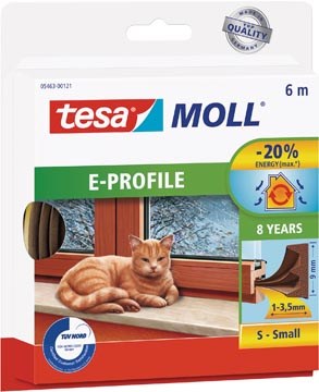 Tochtstrip Tesa Moll Classic E-profiel 6m zelfklevend bruin