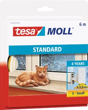 Tochtstrip Tesa Moll Standard I-profiel 6m zelfklevend wit