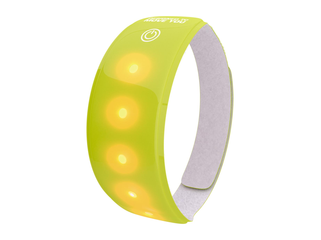 Lichtband Wowow met 5 rode leds met velcrosluiting met batterij fluo geel