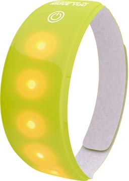 Lichtband Wowow met 5 rode leds met velcrosluiting met batterij fluo geel